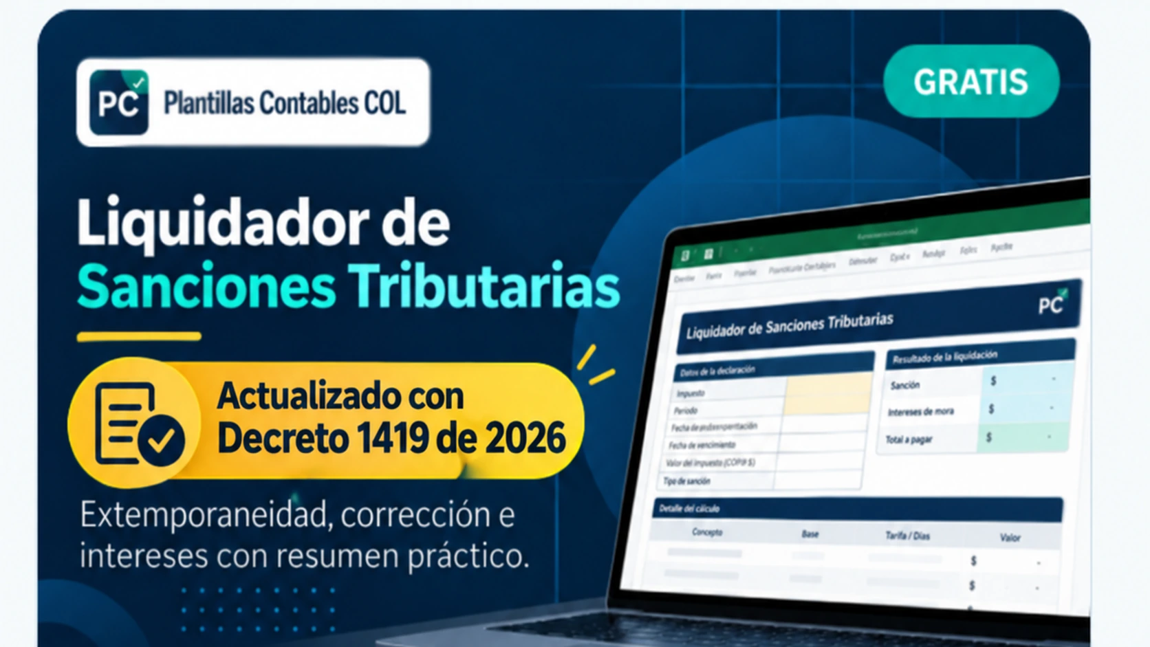 Liquidador de Sanciones Tributarias PCCOL actualizado con Decreto 1419 de 2026