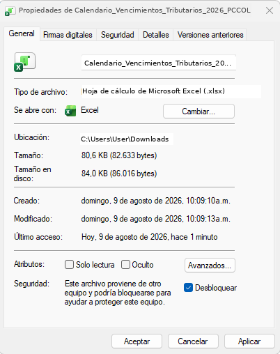 Instrucción para desbloquear archivos de Excel descargados